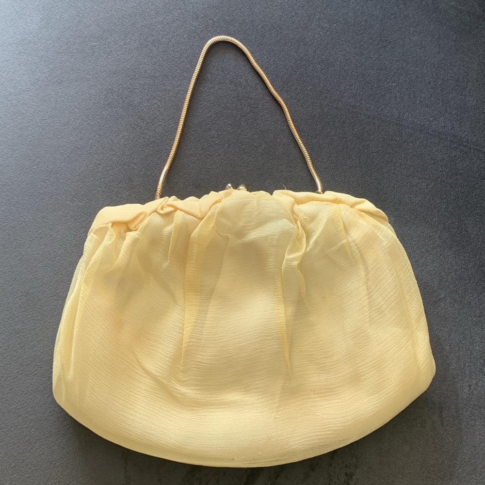 Butter Yellow Clutch with Hidden gold wrist strap